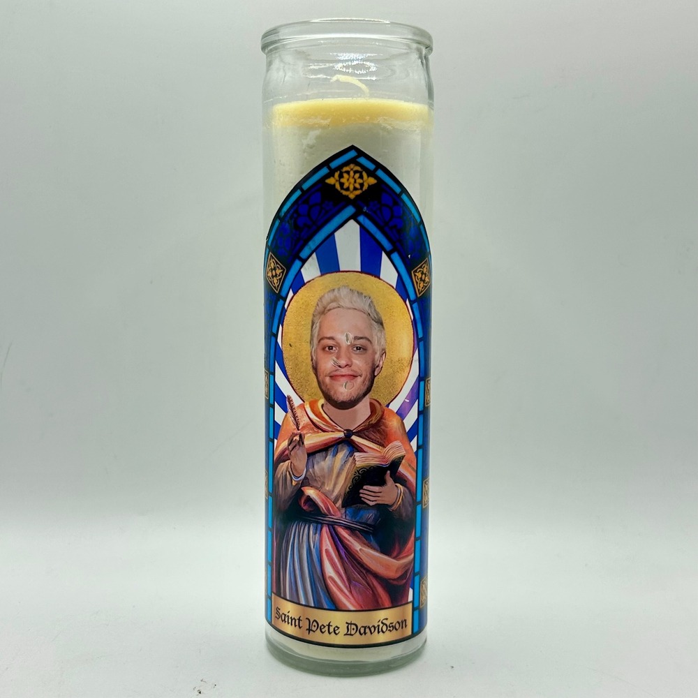 Oh Me So Holy Saint Pete Davidson Celebrity Prayer Candle 8 Inch Glass Jar White